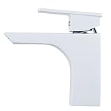 Hiendure 真鍮シングルレバー洗面器の蛇口、白色塗料