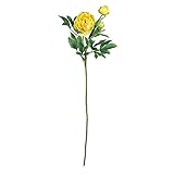 Nearly Natural Home Indoor Decorative Tabletop Fancy 38.5" Peony With Leaves Stem (Set of 12) Yellow