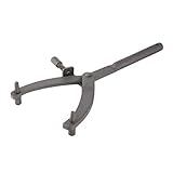 メタルオートバイフライホイールクラッチハブロータースプロケットスパナレンチホルダー調整可能な修理ツールを維持する（カラー：ブラック）