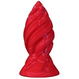 Raishin アナルプラグ 液体シリコン 吸盤付き レッド S 7x16cm