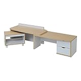 JKプラン FAN DESK 伸張式TV&amp;デスク ホワイトナチュラル FTV-0411-WHNA