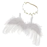 Lovoski 　撮影写真　道具　翼　羽根　天使　ヘッドバンド　ベビー　男女兼用　全4色 - 白+緑