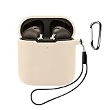 For MARSHALL MINOR IV 用 ケース カバー 【KONXISA】ワイヤレスイヤホン ケース シリコン素材 着用しやすい 耐衝撃 防水防塵 ウォッシャブル（カラビナ付き+ストラップ付き ） 装着充電可能 持ち運びがしやすい（ホワイト）