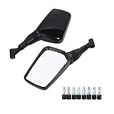 nakira バイク ミラー 10mm 8mm 正ネジ 逆ネジ 左右セット H(ブラック)