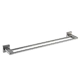 SUS 304 Stainless Steel Double Towel Bar Square Bathroom Wall Shelf Rack Hanging Towel Brushed Nicke