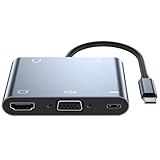 4K HDMI USB C ハブ 5-in-1 Type-C PD100W急速充電 USB-C USB ハブ 5Gbps高速データ転送 HDMI Type-C VGAポート 3.5mmオーディオ イヤホン マルチ変換アダプター タイプC ハブ USB C 変換アダプタ MacBook Pro Air/iPad ProなどWindow/MacOS/linux/IOS/Androidシステムに対応
