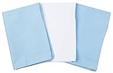 3 Toddler Pillowcases - 2 Blue and 1 White - Envelope Style - 13x18 - 100% Cotton With Soft Sateen W
