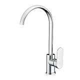efluky high-arch Gooseneckステンレススチール360度回転注ぎ口ホットとコールド水キッチンシンク蛇口