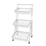 Kaitou キッチンワゴン カゴ独立 角度調整 180度 90度 キッチン 浴室 リビング ホワイト [並行輸入品]