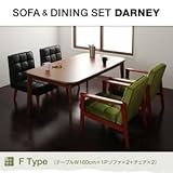 ダイニングセット 5点セット【DARNEY】Fタイプ(テーブル幅160cm+1人掛けソファ×2+チェア×2) モケットグリーン ソファ&amp;ダイニングセット【DARNEY】ダーニー【代引不可】 生活用品 インテリア 雑貨 インテリア 家