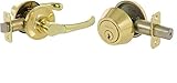 Callan KN3003 Newport Series Grade 3 Keyed Entry Lever & Single Cylinder Deadbolt Set, Bright Brass