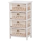 ランドリーチェスト 4段 木製 バスケット引き出し収納4個付き アンティーク調ホワイト(白) 【代引不可】 生活用品 インテリア 雑貨 日用雑貨 洗濯用品 ハンガー [並行輸入品]