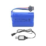7.4V 1100mAh SM-3Pプラグ式リチウムイオンバッテリーUSB充電ケーブル付きのものは、TK3086B G03082R G03086R G03085R RC玩具RC車TK-3082B特効反転車に適している