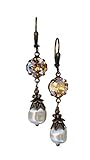 HisJewelsCreations 人工バロックパール ドロップイヤリング クリスタル付き スワロフスキー ボーホー レディース ジュエリー ギフトセット ボックス ホリデー