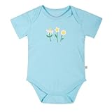 (フルギ) Frugi 半袖ボディスーツ ガールズ サイズ6-12m ( 70 - 80 )　アクアブルー×フラワー オーガニックコットン