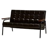 ソファー 【2人掛け】 パイプフレーム 肘付き ミッドセンチュリー風 ピューマ ブラック(黒)