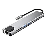 8-IN-1 USB C ハブ ドッキング ステーション マルチポート アダプター 4KRJ45 イーサネット USB 3.0 PD 充電ポート付き TF カード リーダー Book Chromebook Matebook 対応
