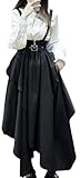 [Lady Lazy] [レディレイジー] ゴスロリ 長袖 ブラウス スカート 2点セット コスプレ クラロリ 軍服ロリ 撮影 衣装 女装 アシメ ロング 黒 ブラック (L)