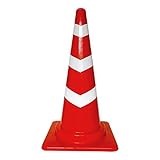 サンコー 三角コーン(パイロン/スコッチコーンM) 反射テープ付き レッド(赤)×白テープ巻 三甲