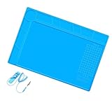 作業マット 断熱シリコン修理用マット目盛り付き定規ネジ位置付き ブルー絶縁作業シート電話 BGAはんだステーションのはんだ除去 ラップトップの修理
