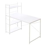 ブックラック付きパソコンデスク【-L/R-エルアール120cm幅】(ホワイト)