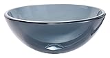 Kraus GV-104-14-G Clear Black 14 Glass Vessel Bathroom Sink with PU-MR Gold by Kraus