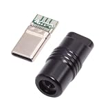CY コネクタ USB 3.1 タイプ C オス プラグ コネクタ はんだ付けタイプ アルミ合金シェル付き ブラック カスタマイズ 4.0mm~6.0mm ケーブル用