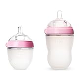 Comotomo Natural Feel Bundle - 2 Items: 8 Ounce Baby Bottle Pink & 5 Ounce Baby Bottle Pink by Comot