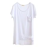 Mullsan Tシャツ 半袖 Vネック シンプル 無地 カットソー シャツ トップス スタイル レディース 春 夏 レディーズ ガールズ ナチュラル きれいめ (White) [並行輸入品]