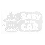 ホワイト（白） Baby in the car ロボットキャラクター窓ガラス用シールタイプ 子供 車 妊婦 安全 ※吸盤・マグネットタイプではありません ...