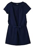 Angeliebe エンジェリーベ 産後用 ワンピース 授乳 ウェア フロント リボン ストレッチ ワンピ 授乳服 ママ 半袖 M ネイビー