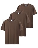 Sukinana 7.7oz tシャツ メンズ 半袖 綿100% 肉厚生地 3/5枚組 透けない 三本針 無地 ヘビーウェイト ティーシャツ 丸首 抗菌防臭 インナーシャツ 吸汗性 複数色選び (JP, アルファベット, 4XL, コーヒー(3枚組))