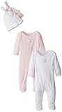 Burt 's Beesベビー女の子のセット2有機Coveralls and Knot Top Hats カラー: ピンク