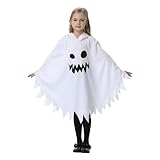 [Emfay] ハロウィン 仮装 子供 男の子 女の子 おばけ 幽霊 マント 蛍光 可愛い コスプレ衣装 (ホワイト, L（130-140cm）)