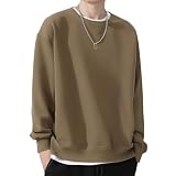 [Mmlnrc] トレーナー メンズ 長袖 11.3オンス 綿 トップス レディース 春秋冬 丸襟 Tシャツ ビッグシルエット 体型カバー プルオーバー ロングtシャツ 無地 カジュアル パーカー ゆったり 着痩せ スウェット クルーネック 男女兼用 スポーツウェア 部屋着 通勤通学 (JP, アルファベット, S, ダークカーキ)