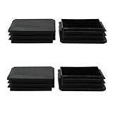 uxcell チューブインサート 80 x 80mm プラスチック製 正方形 リブ付き チューブインサート エンド カバー キャップ 屋内と屋外用 家具 フロアプロテクター 4個入り