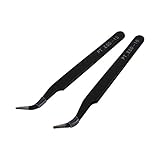 SODIAL(R)耐磁ピンセット帯電防止曲線（2pcs、ステンレス鋼）