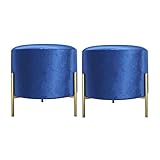 ピアノを変える パック-2、錬鉄製ラウンドスツール  ファブリック布張り  フットレスト＆オスマン  靴のベンチ  コーヒーテーブル ソファスツール (Color : F)