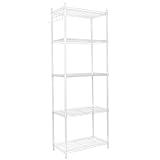 Hapilife メタルラック オープンシェルフ 5段 ポール径15.9mm 幅55×奥行30×高さ150cm 塗装仕上げ ホワイト