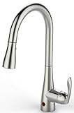 FLOW Faucet by BioBidet, Hands Free Motion Sensing Technology Brushed Nickel Kitchen Faucet, Dual Sp