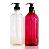 Copeflap シャンプーディスペンサー ディスペンサー 1000ml シャンプーボトル つめかえボトル 大容量 (クリア×レッド)