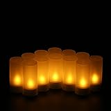 Decdeal 12pcs/セット 充電式 LED キャンドル ライト 黄色
