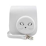 Rieibi チェキケース instax mini 12ケース、チェキ mini11 ケース Fujifilm チェキ instax mini9 ケース instax mini8ケース カメラケース 保護ケース 可愛いカメラバッグ ショルダーストラップ付き 落下防止 全面保護 PUレザー おしゃれ 携帯型（mini 12/11/8/8+/9専用 猫柄）