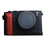 [恵＼イーサン] SONY A7C α7C 専用 ハンドグリップメタル 檀木材 ハンドメイド ボディケース 用のハンドグリップです 高級手作り木質 互換 電池交換便利 底面開閉 (レッド)