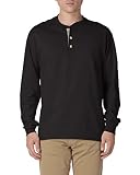 ヘインズ メンズ 長袖 ビーフィー ヘンリーTシャツ US サイズ: Large カラー: ブラック