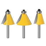 超硬ルーター 6.35mmシャンク 超硬チップトリマービットセットタングステン鋼の刃 ほぞカッター 15度22.5度30度 面取りベベルエッジングルータービット 木工用/工業用ルータービット