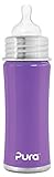 Pura Kiki Stainless Infant Bottle Stainless Steel with Natural Vent Nipple 哺乳瓶　300ｍｌ　パープル　　（並行輸入）