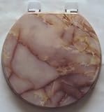 Uniware Standard Almond Marbleized Wood Toilet Seat by UNIWARE