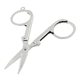 uxcell　　　ハサミ　メタル製シルバートン　折り畳み式　鋭い刃　ポケットサイズのデザイン　　10×6.6 X 0.5cm