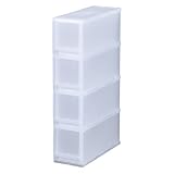 日本製 収納ケース 収納チェスト PLUST（プラスト） FR1704 (17cm幅 4段, ナチュラルホワイト)